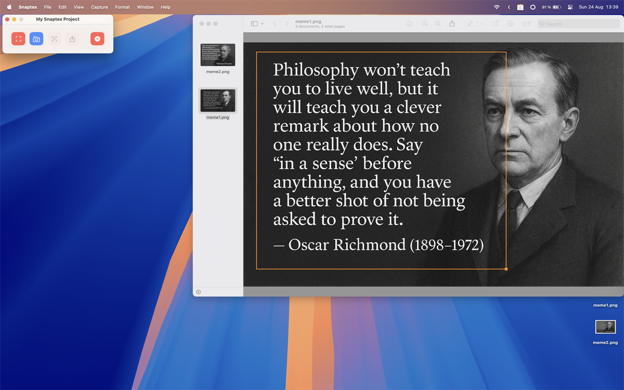 Snaptex capturing text from meme